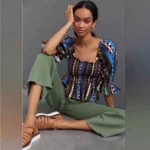 Colorful Striped smocked Top by Conditions Apply